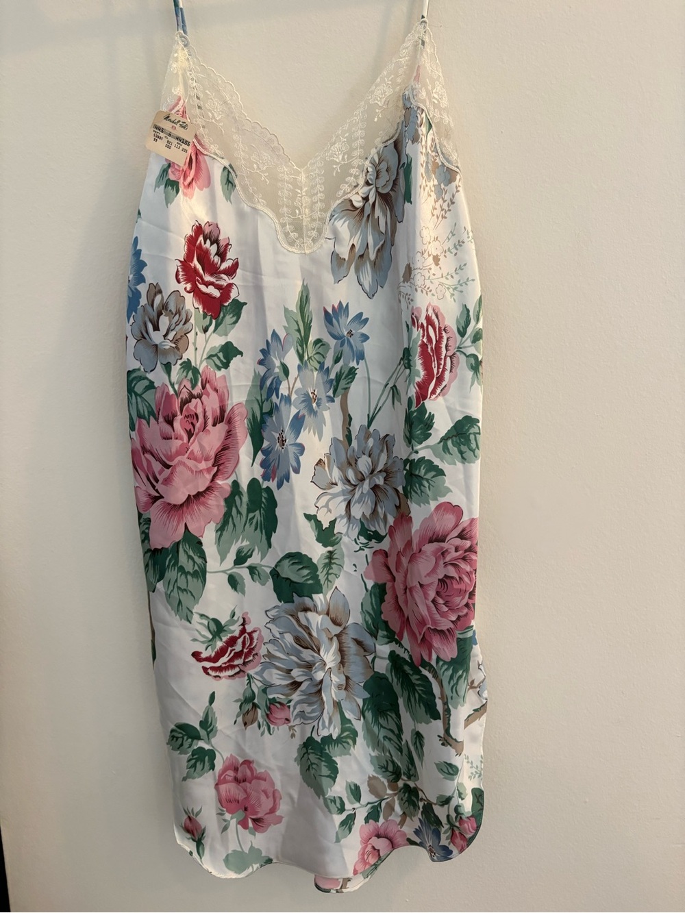 Vintage Amelia’s Floral Lace-Trim Satin Slip Dress and Robe